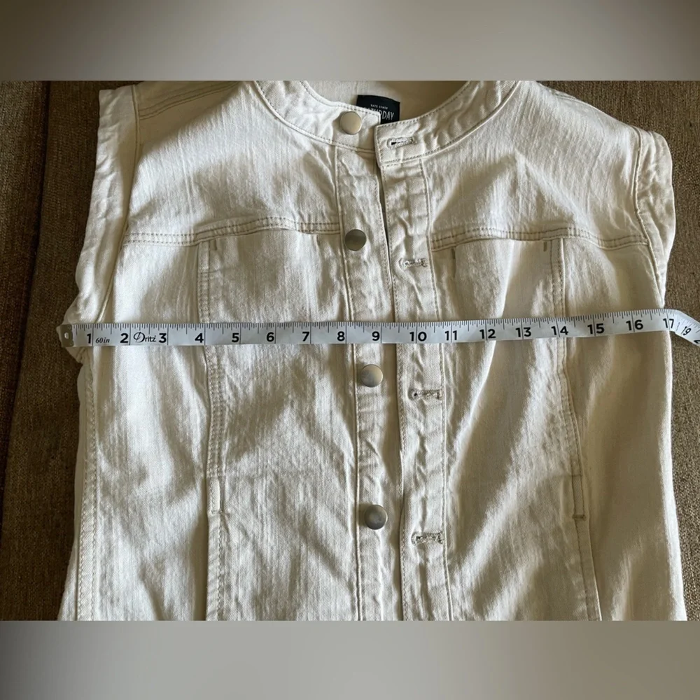 Kate Spade Saturday Women's Vest Cotton Blend Denim Sleeveless Cream Size XS